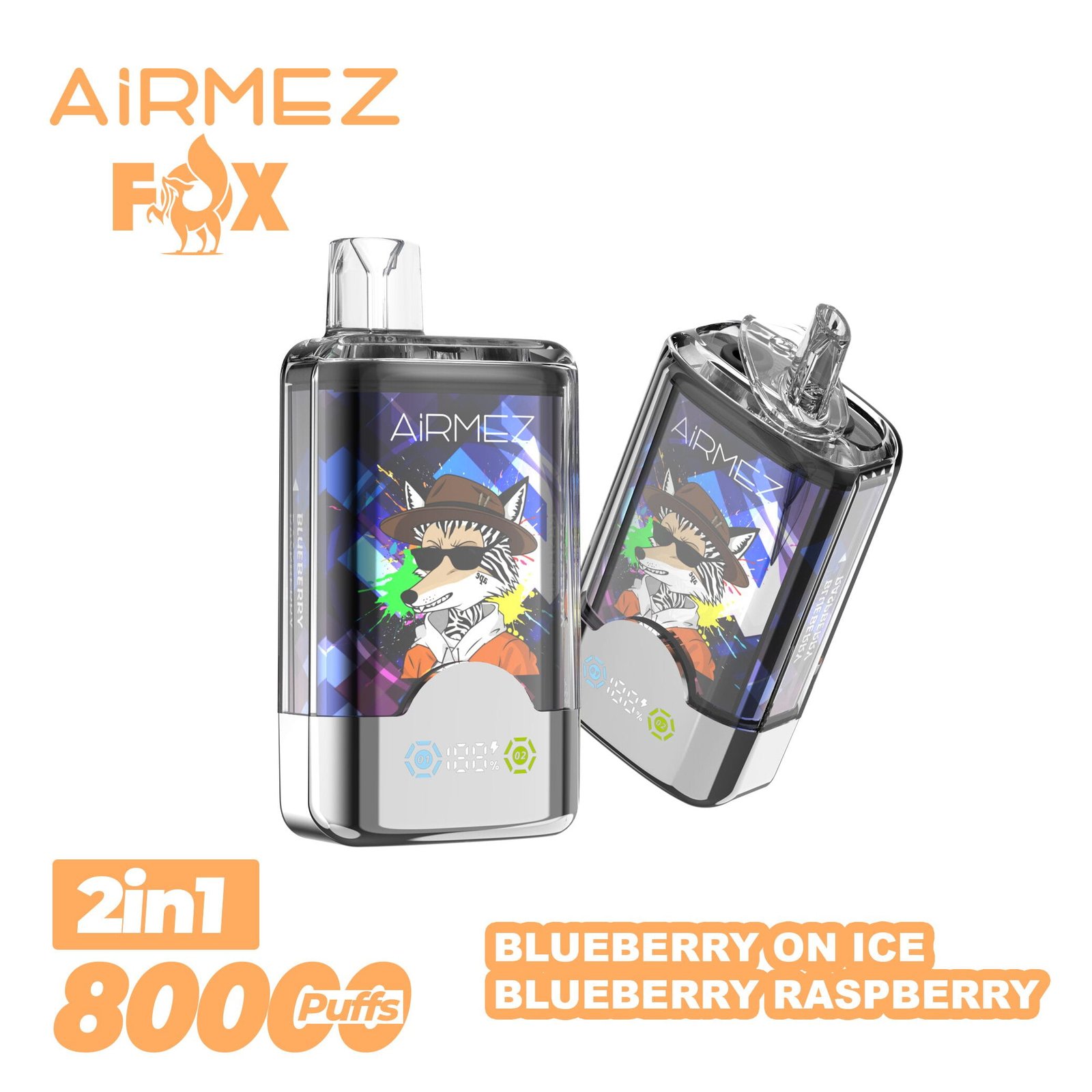 vapepurchase-airmez-2-in-1-80000-puffs-blueberry-on-ice-blueberry-raspberry Airmez Fox 80000 Puffs smak In Blueberry On Ice Blueberry Raspberry - jednorazowy e-papieros VapePol