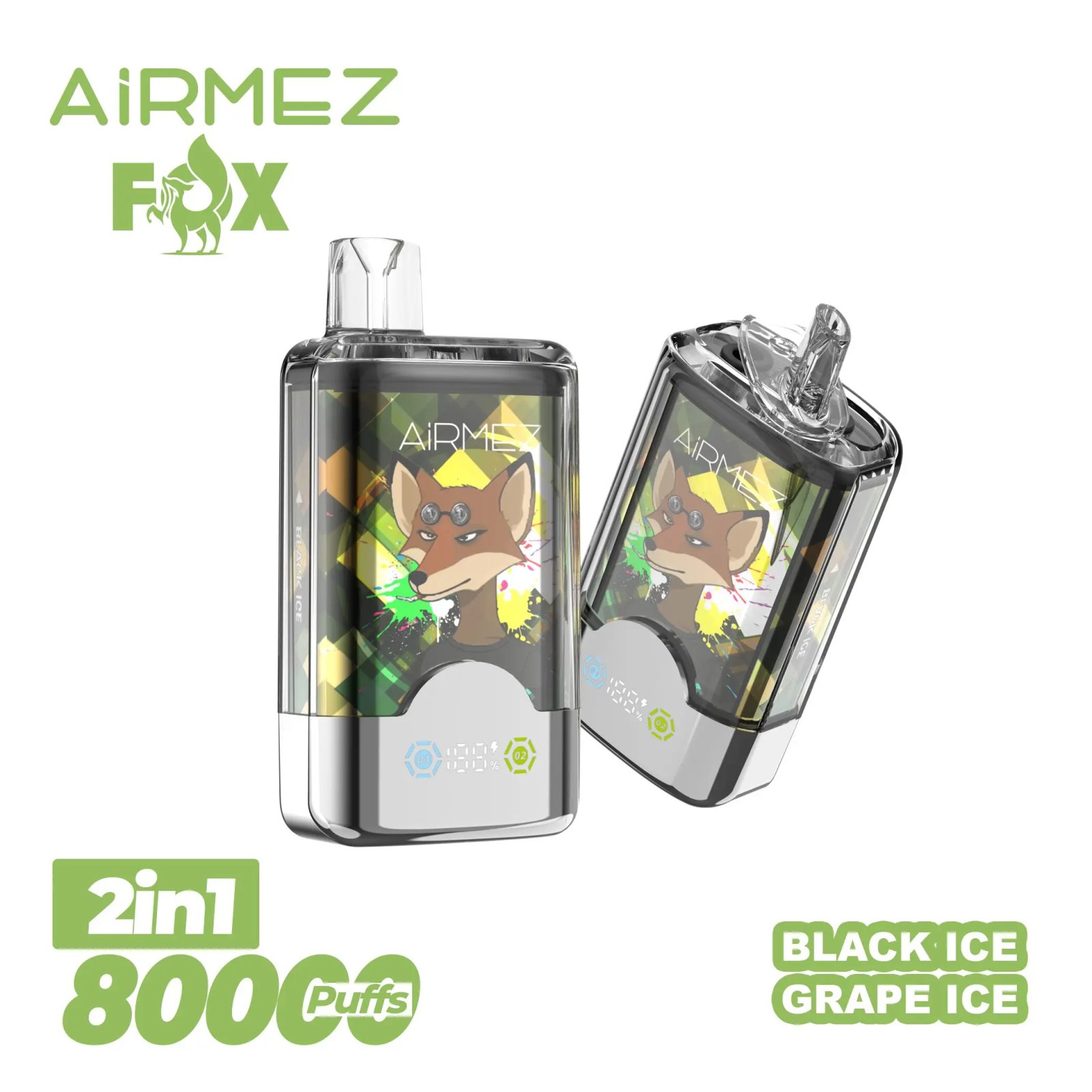 vapepurchase-airmez-2-in-1-80000-puffs-grape-ice-black-ice Airmez Fox 80000 Puffs smak In Grape Ice Black Ice - jednorazowy e-papieros VapePol