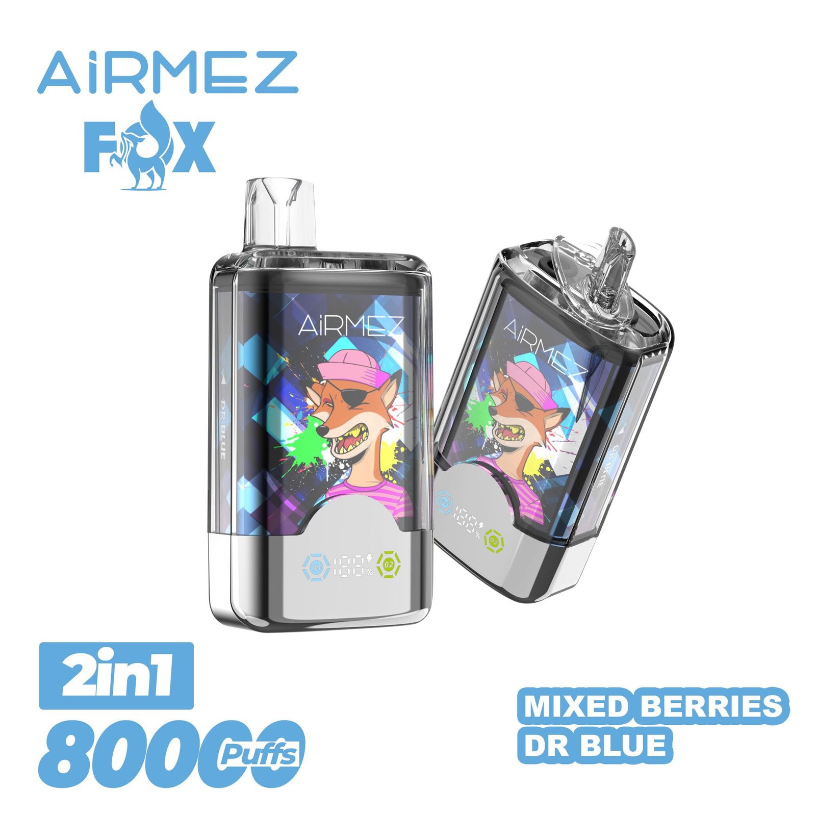 vapepurchase-airmez-2-in-1-80000-puffs-mixed-berries-dr-blue Airmez Fox 80000 Puffs smak In Mixed Berries Dr Blue - jednorazowy e-papieros VapePol