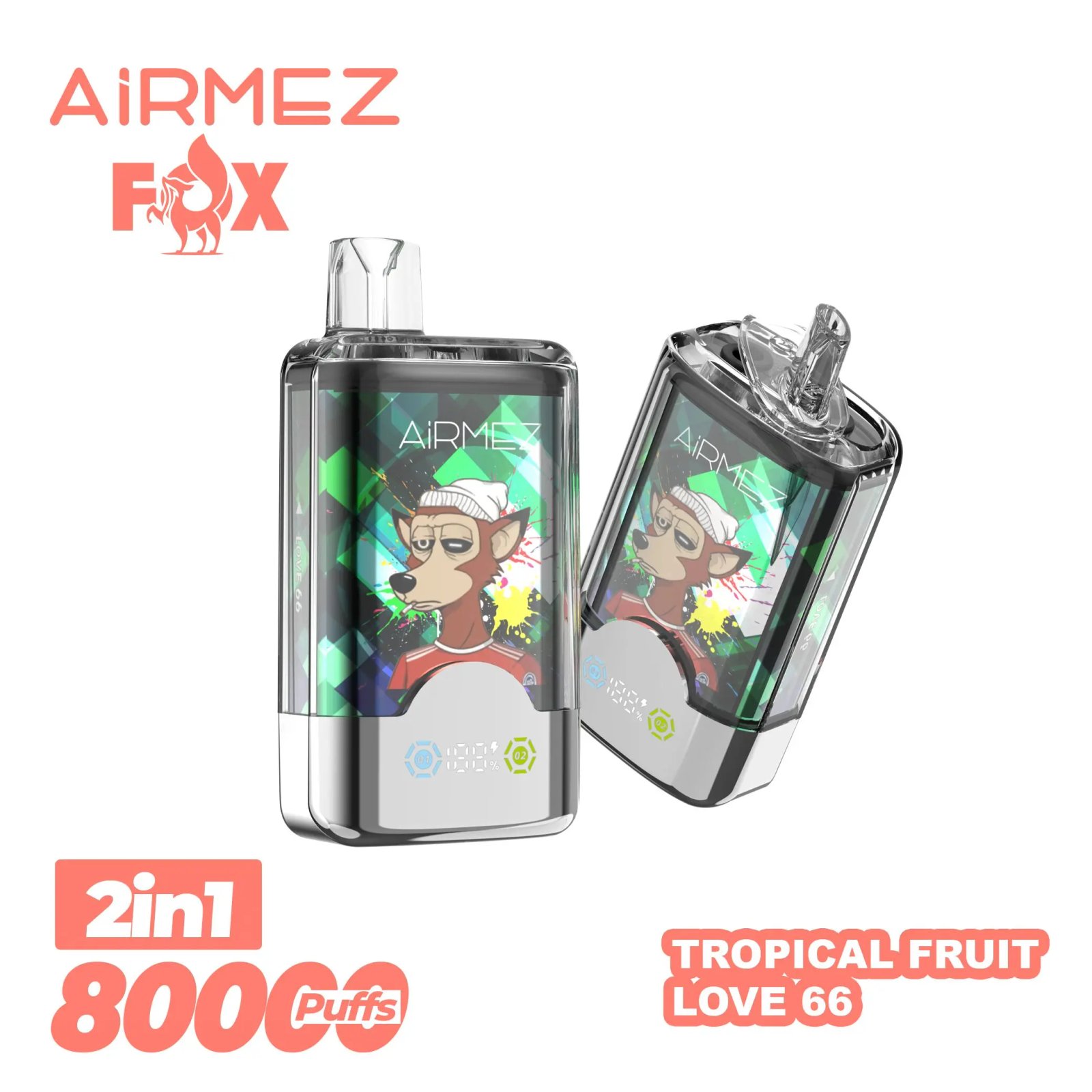 vapepurchase-airmez-2-in-1-80000-puffs-tropical-fruit-love-66 Airmez Fox 80000 Puffs smak In Tropical Fruit Love - jednorazowy e-papieros VapePol