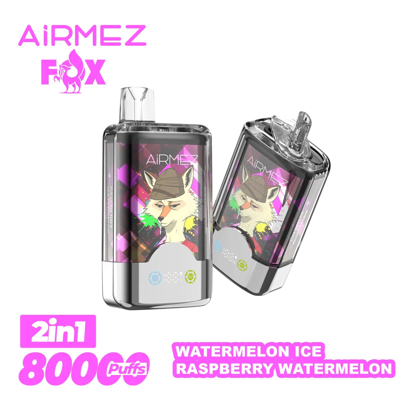 vapepurchase-airmez-2-in-1-80000-puffs-watermelon-ice-raspberry-watermelon Airmez Fox 80000 Puffs smak In Watermelon Ice Raspberry Watermelon - jednorazowy e-papieros VapePol