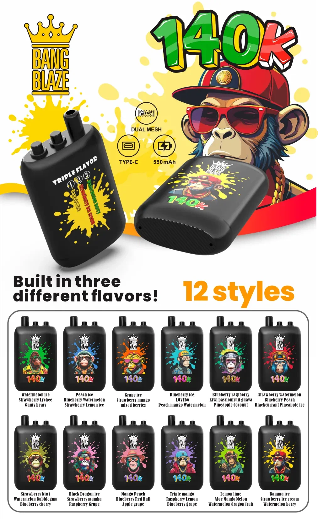 bang-blaze-140k-puffs-3-in-1-vape Bang Blaze 140000 Puffs - wariant produktu, jednorazowy e-papieros VapePol