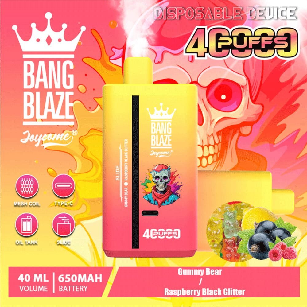 bang-blaze-40k-40000-puffs-gummy-bear-raspberry-black-glitter Bang Blaze 40000 Puffs Dual Flavor smak Gummy Bear Raspberry Black Glitter - jednorazowy e-papieros VapePol