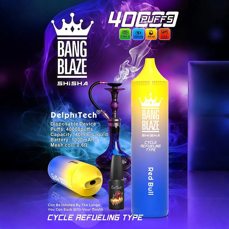 bang-blaze-shisha-40000-puffs-red-bull Bang Blaze Shisha 40000 Puffs smak Red Bull - jednorazowy e-papieros VapePol