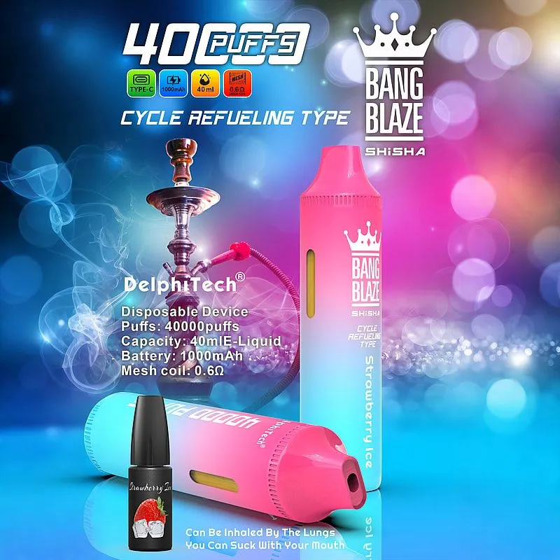 bang-blaze-shisha-40000-puffs-strawberry-ice Bang Blaze Shisha 40000 Puffs smak Strawberry Ice - jednorazowy e-papieros VapePol