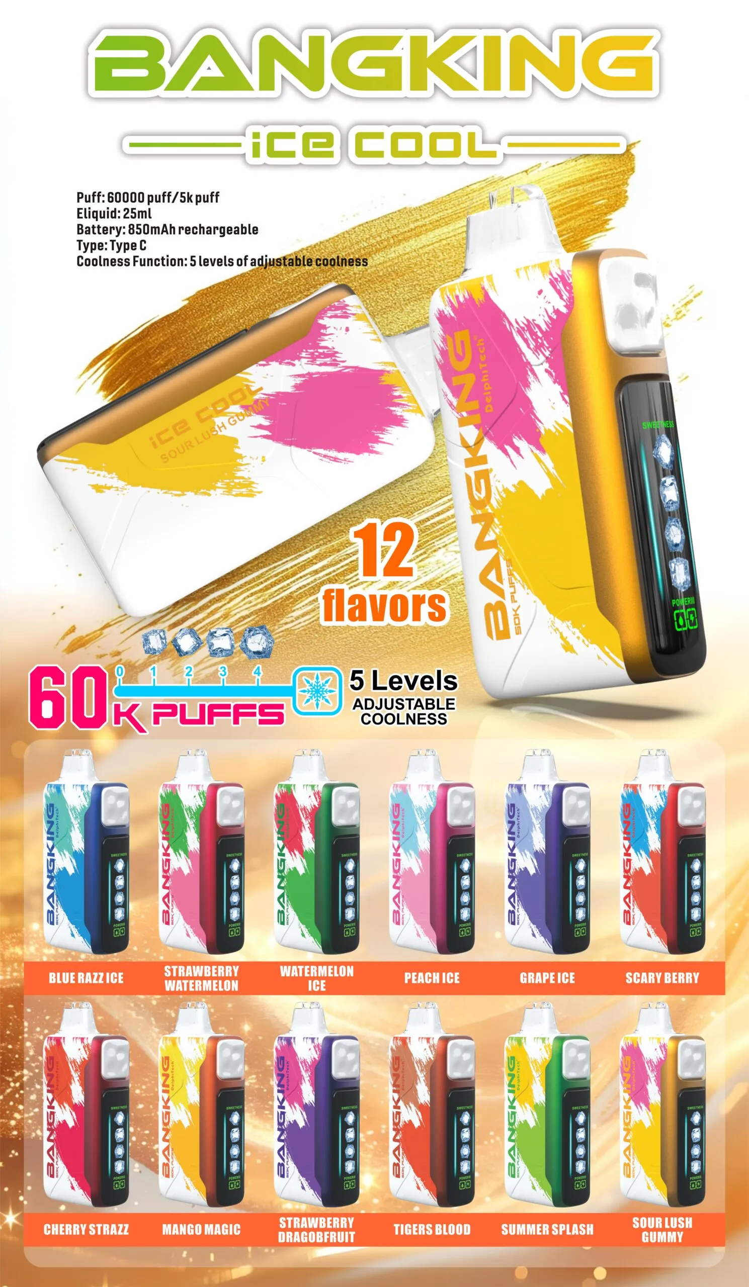 Bang King 60000 Puffs Ice Cool smak Ice Cool 60000 - jednorazowy e-papieros VapePol
