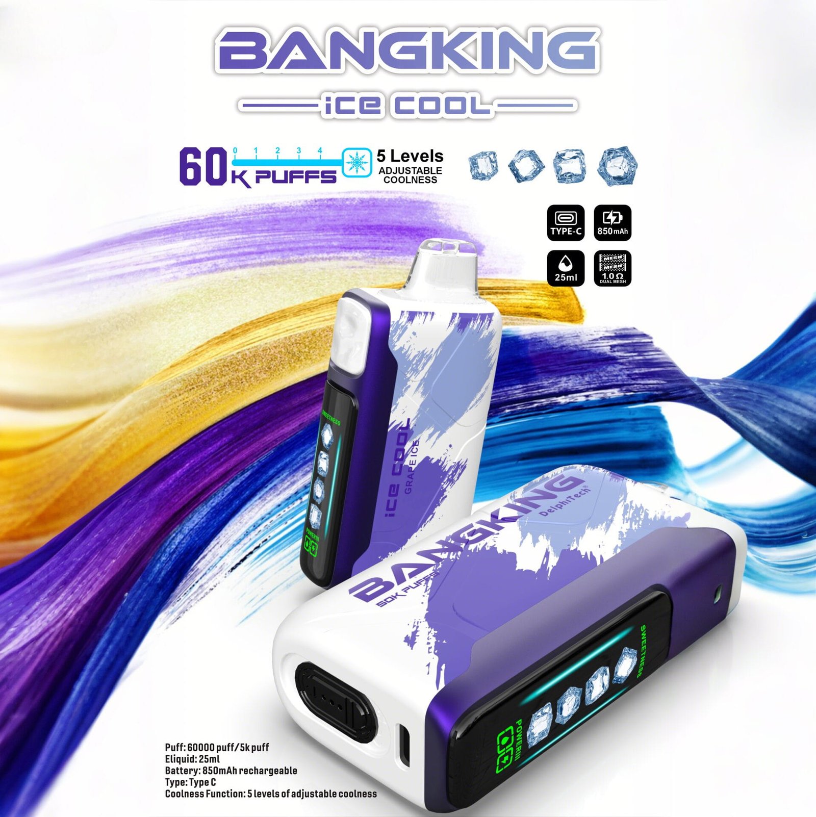 grape-ice-1 Bang King 60000 Puffs Ice Cool smak Grape Ice - jednorazowy e-papieros VapePol