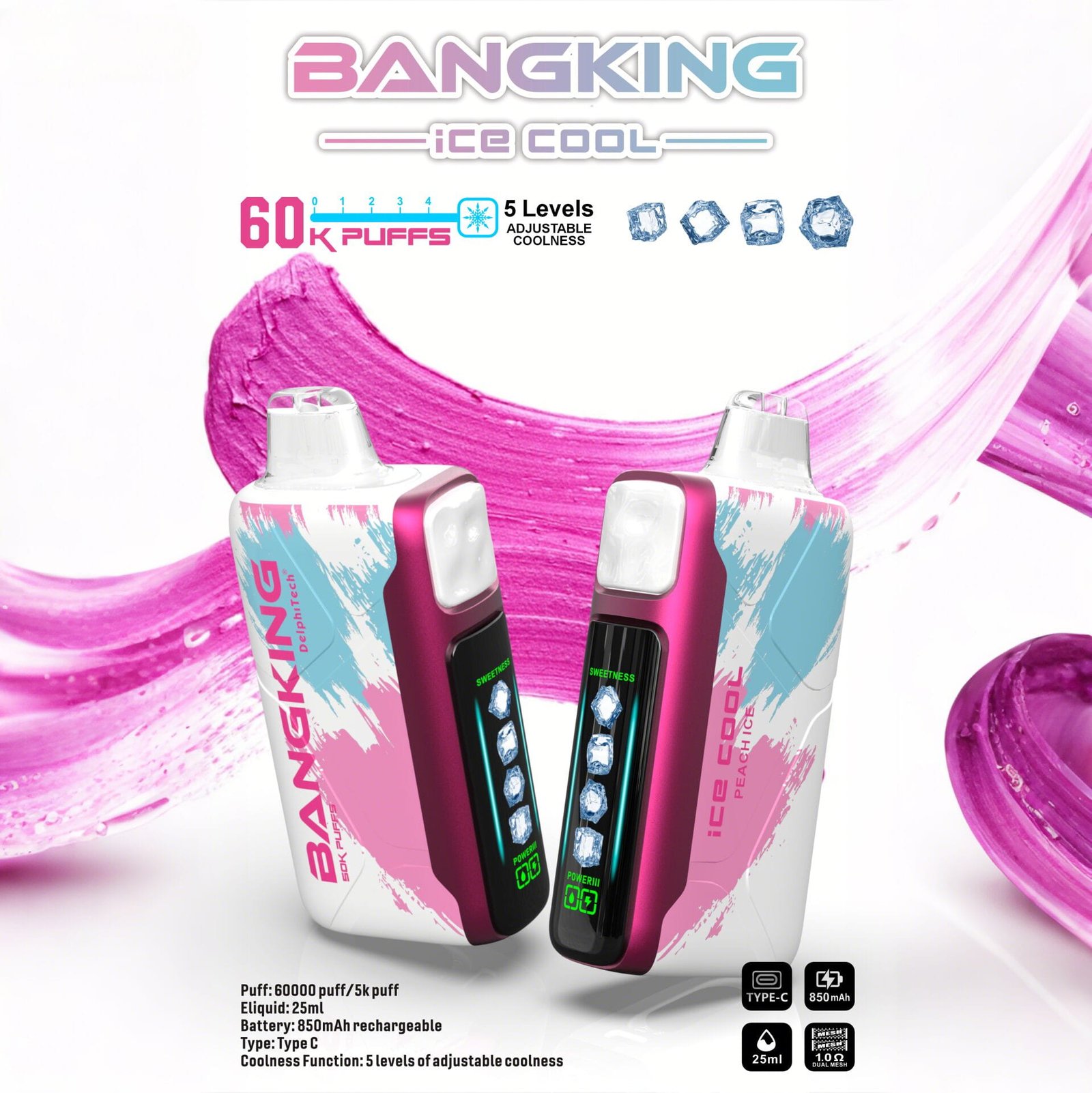 peach-ice-1 Bang King 60000 Puffs Ice Cool smak Peach Ice - jednorazowy e-papieros VapePol