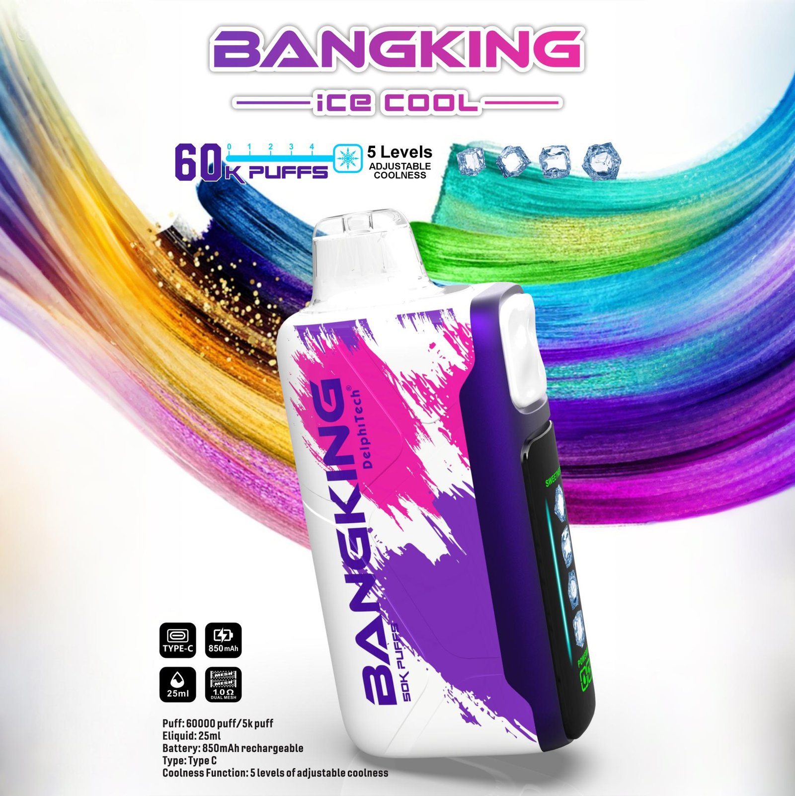 strawberry-dragonfruit Bang King 60000 Puffs Ice Cool smak Strawberry Dragonfruit - jednorazowy e-papieros VapePol