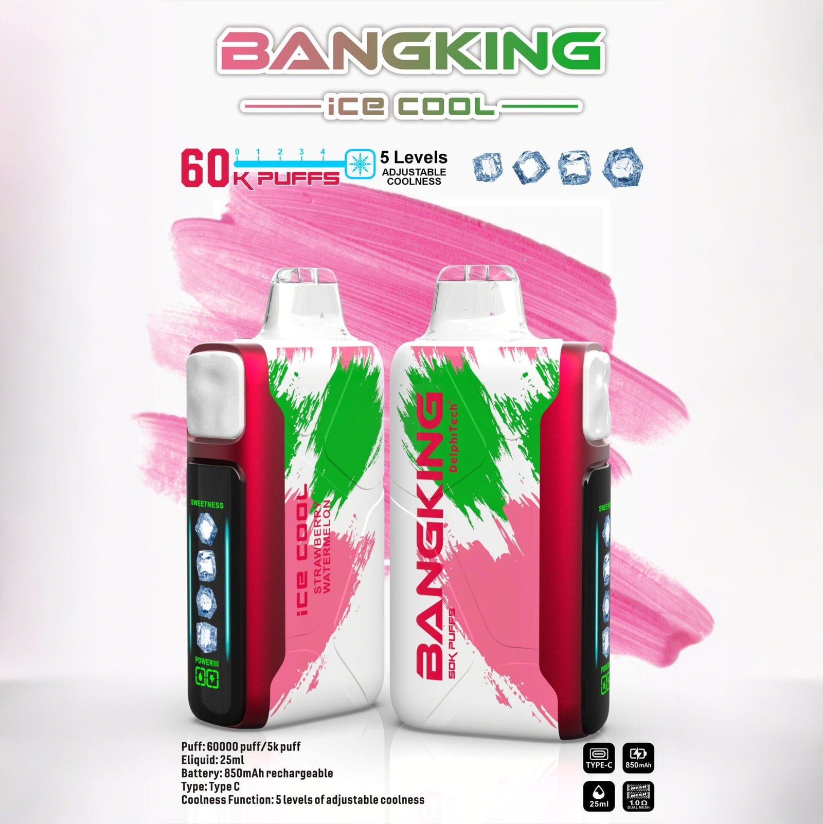 strawberry-watermelon-1 Bang King 60000 Puffs Ice Cool smak Strawberry Watermelon - jednorazowy e-papieros VapePol