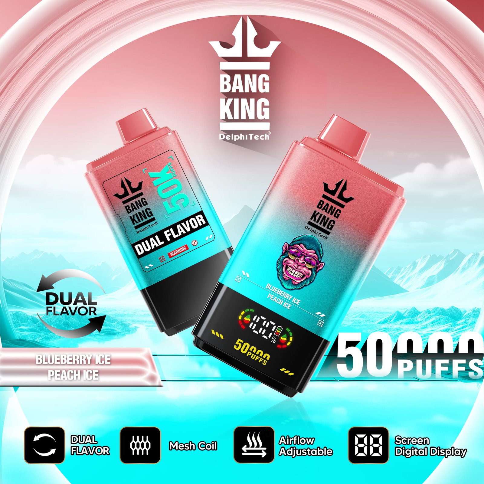 bang-king-50000-50k-puffs-blueberry-ice-peach-ice Bang King Dual Flavor 50000 Puffs smak Blueberry Ice Peach Ice - jednorazowy e-papieros VapePol