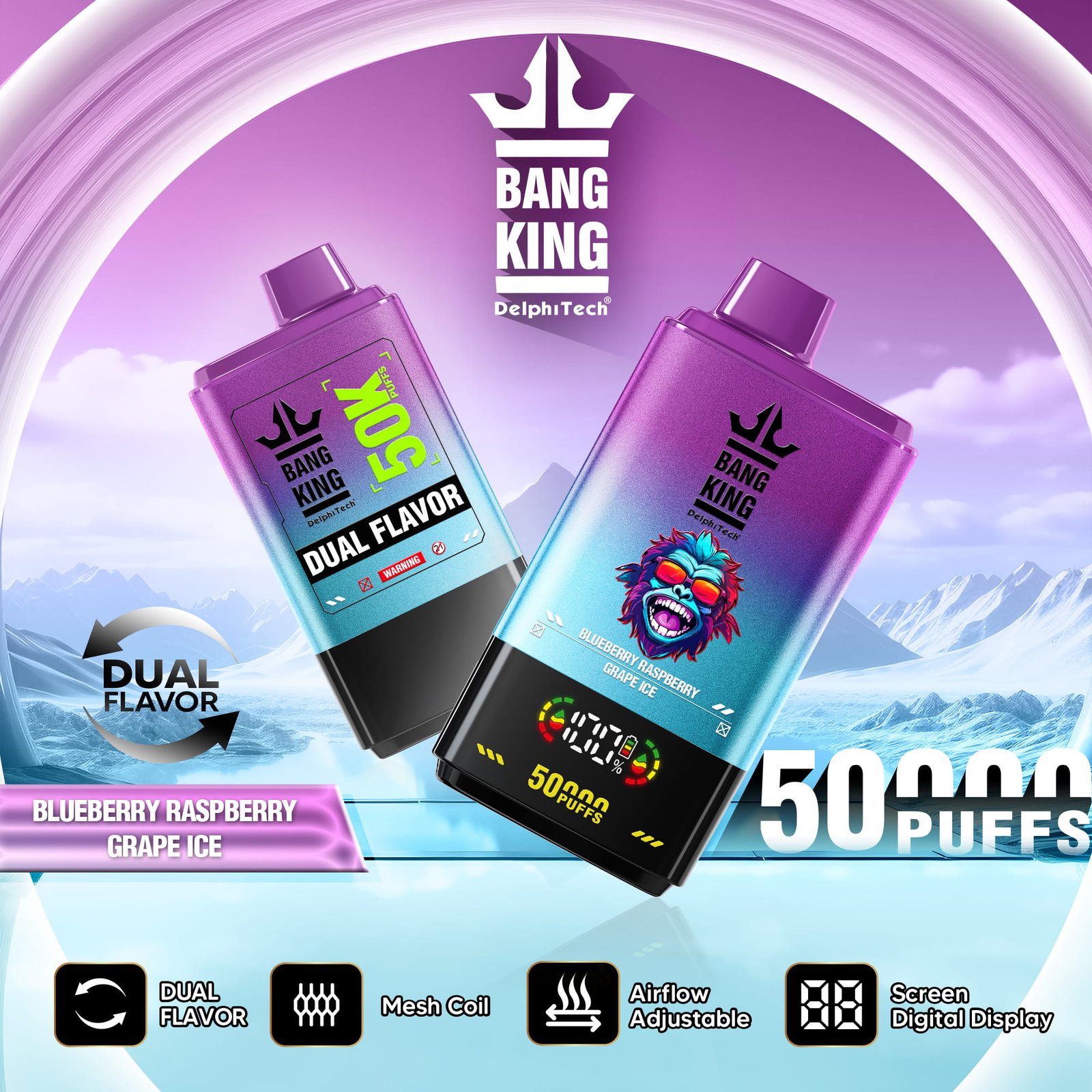 bang-king-50000-50k-puffs-blueberry-raspberry-grape-ice Bang King Dual Flavor 50000 Puffs smak Blueberry Raspberry Grape Ice - jednorazowy e-papieros VapePol
