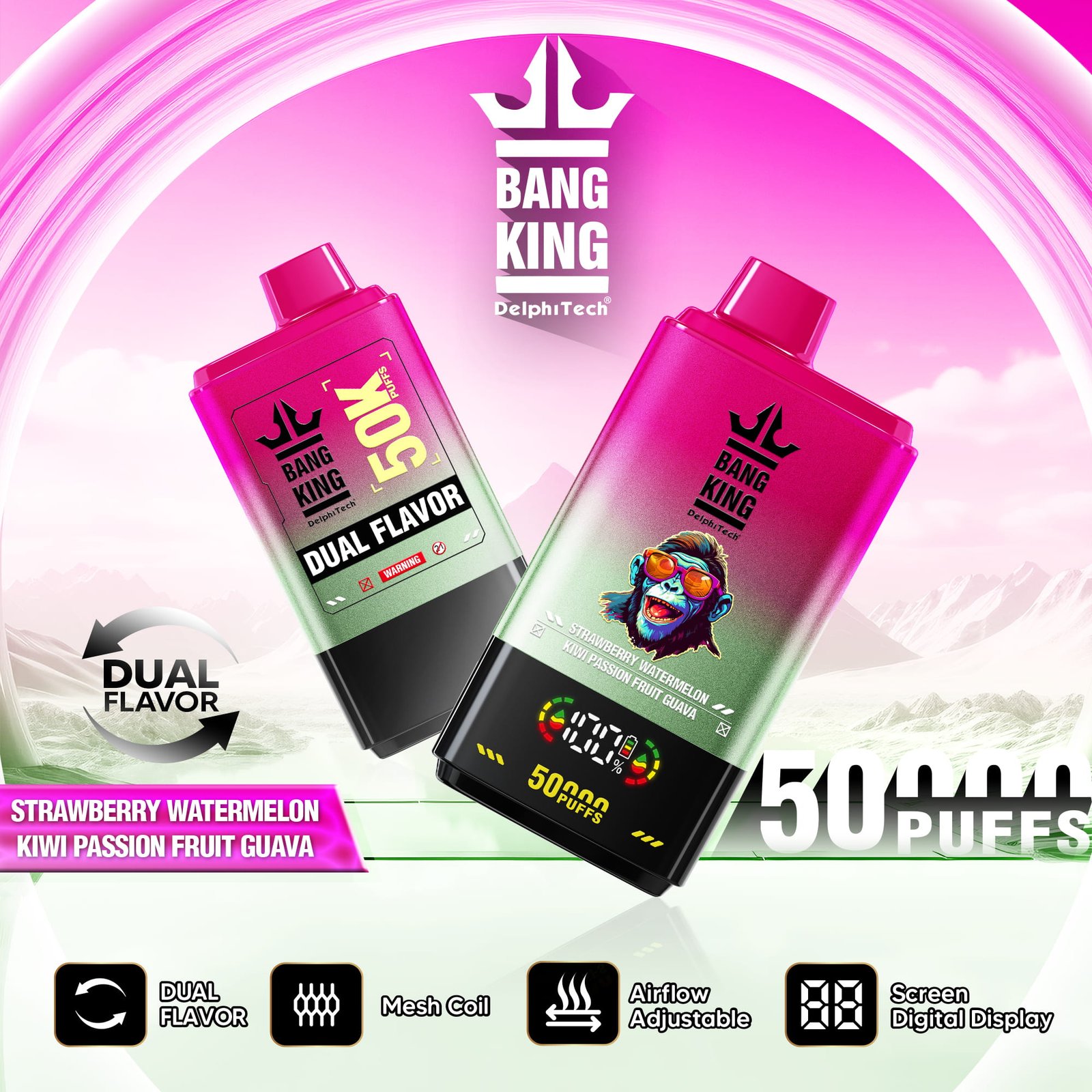 bang-king-50000-50k-puffs-strawberry-watermelon-kiwi-passion-fruit-guava Bang King Dual Flavor 50000 Puffs smak Strawberry Watermelon Kiwi Passion Fruit Guava - jednorazowy e-papieros VapePol