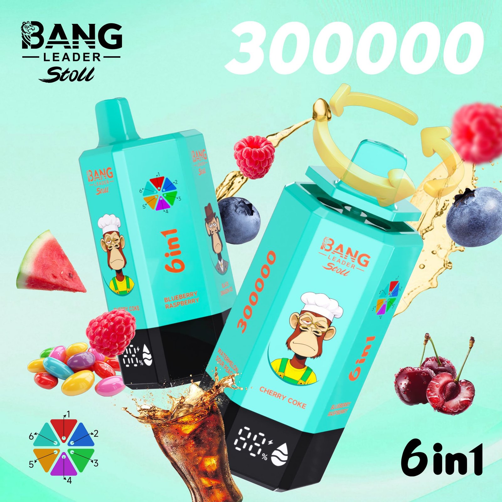 bang-leader-stoll-300000-puffs-vape-cherrycoke-blueberryraspberry-blackdragonice-rainbowcandy-fujiice-watermelonsourpeach Bang Leader Stoll 300000 Puffs smak 300000 Cherrycoke Blueberryraspberry Blackdragonice Rainbowcandy Fujiice Watermelonsourpeach - jednorazowy e-papieros VapePol