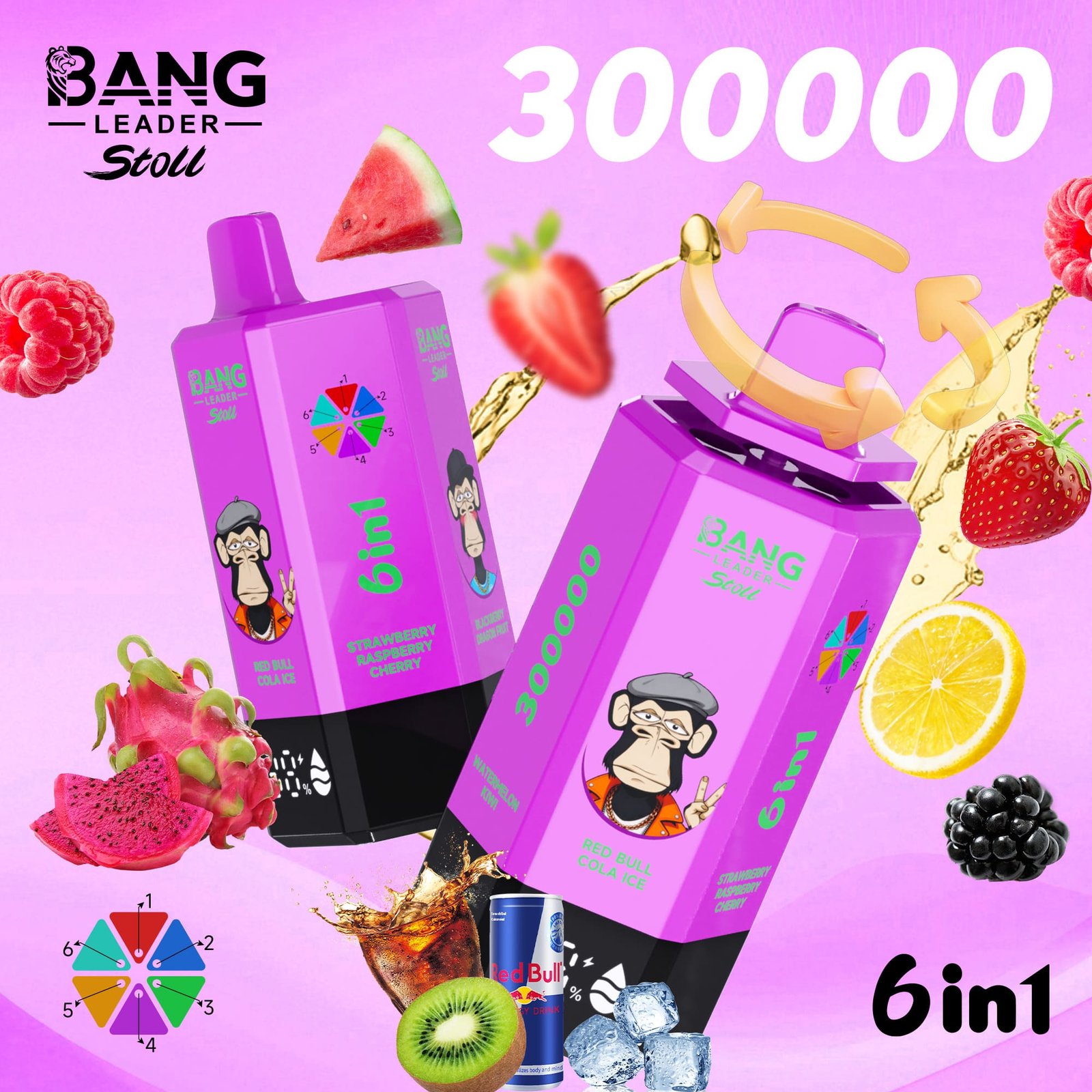 bang-leader-stoll-300000-puffs-vape-redbullcolaice-strawberryraspberrycherry-blackberrydragonfruit-lemonlime-raspberrypomp-watermelonkiwi Bang Leader Stoll 300000 Puffs smak 300000 RedBullColaIce StrawberryRaspberryCherry BlackberryDragonFruit LemonLime RaspberryPomp WatermelonKiwi - jednorazowy e-papieros VapePol