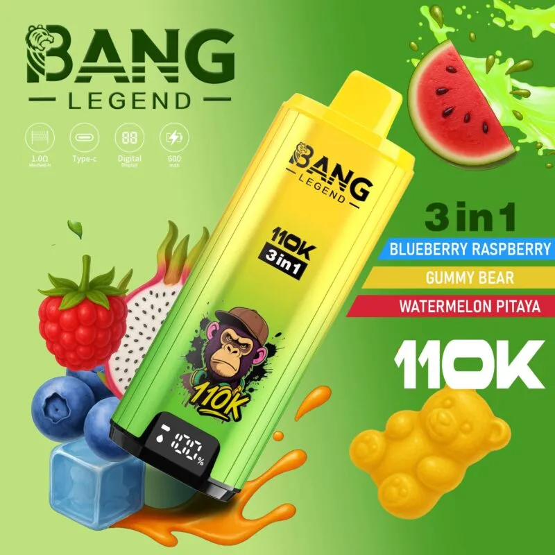 Bang Legend 110000 Puffs smak 110k 3in1 Blueberry Raspberry Gummy Bear Watermelon Pitaya - jednorazowy e-papieros VapePol