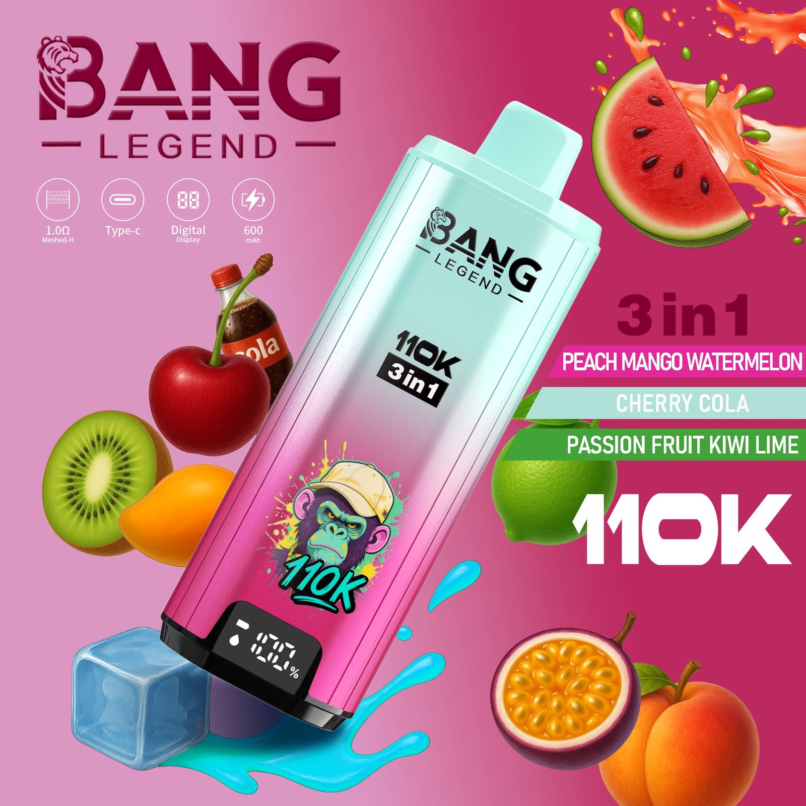 bang-legend-110k-puffs-3in1-vape-peach-mango-watermelon-cherry-cola-passion-fruit-kiwi-lime-1 Bang Legend 110000 Puffs smak 110k 3in1 Peach Mango Watermelon Cherry Cola Passion Fruit Kiwi Lime - jednorazowy e-papieros VapePol
