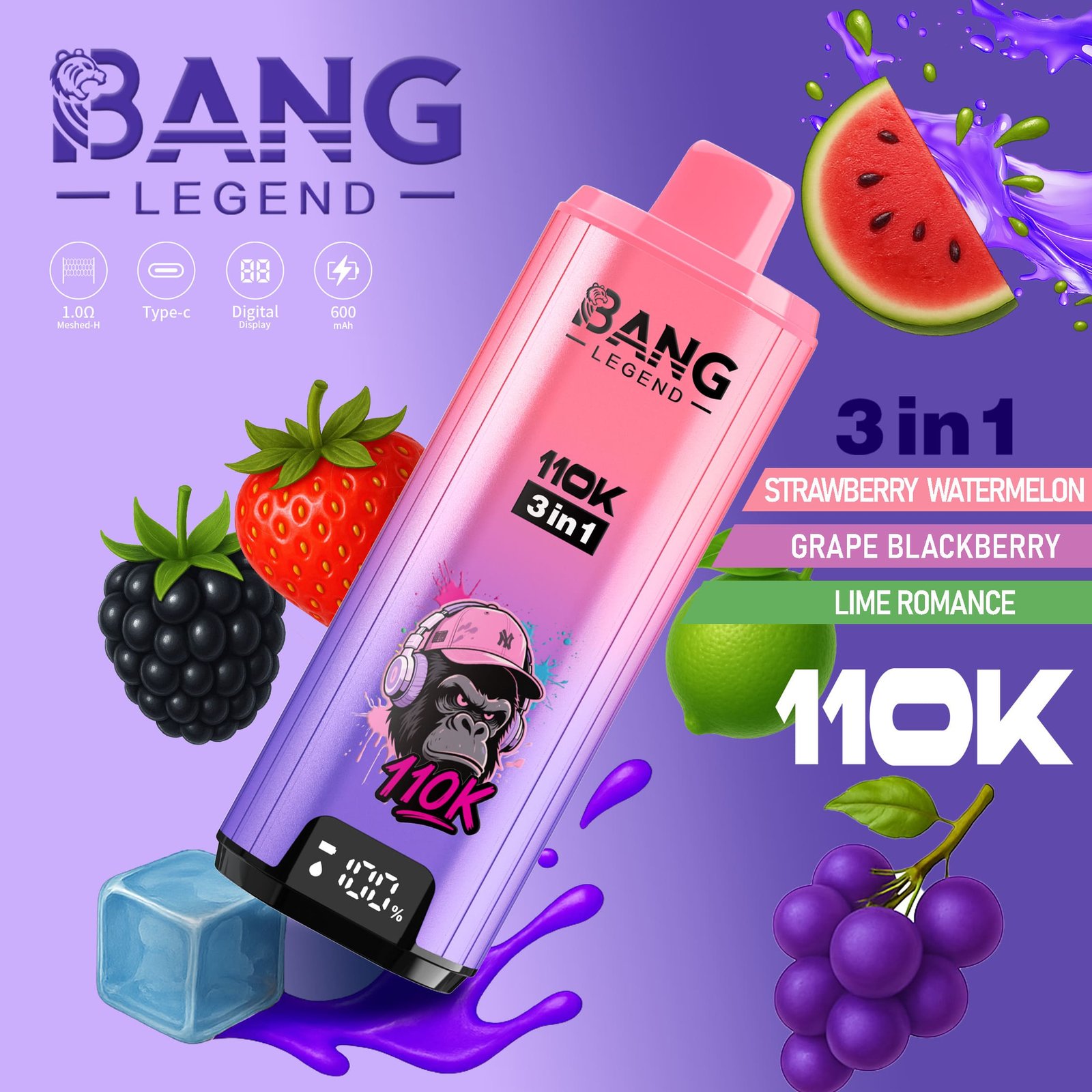 bang-legend-110k-puffs-3in1-vape-strawberry-watermelon-grapes-blackberry-lime-romance Bang Legend 110000 Puffs smak 110k 3in1 Strawberry Watermelon Grapes Blackberry Lime Romance - jednorazowy e-papieros VapePol