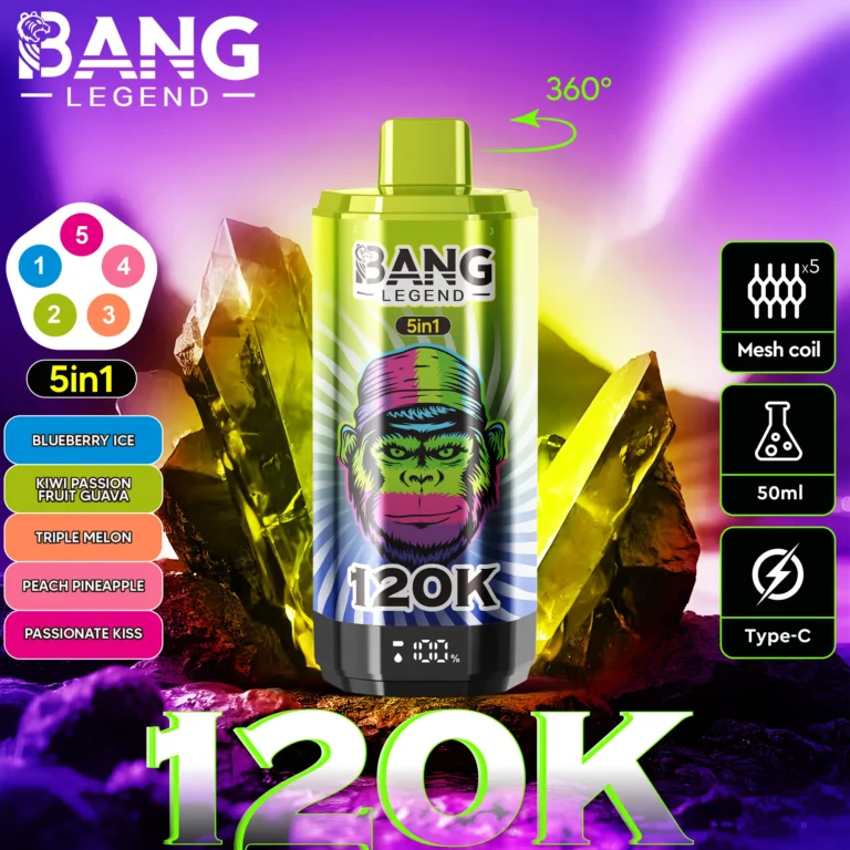 Bang Legend 120000 Puffs smak In S Blueberry Ice Kiwi Passion Fruit Guava Melon Peach Pineapple Passionate Kiss - jednorazowy e-papieros VapePol