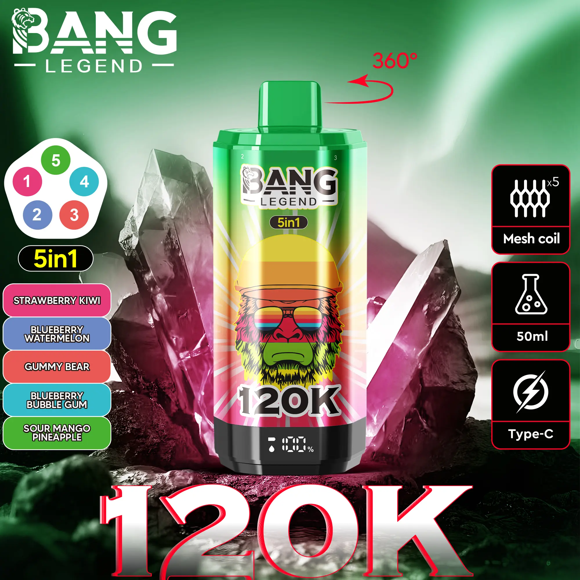 bang-legend-120000-120k-puffs-5-in-1-flavors-strawberry-kiwi-blueberry-watermelon-bear-fudge-blueberry-bubble-gum-sour-mango-pineapple Bang Legend 120000 Puffs smak In S Strawberry Kiwi Blueberry Watermelon Bear Fudge Blueberry Bubble Gum Sour Mango Pineapple - jednorazowy e-papieros VapePol