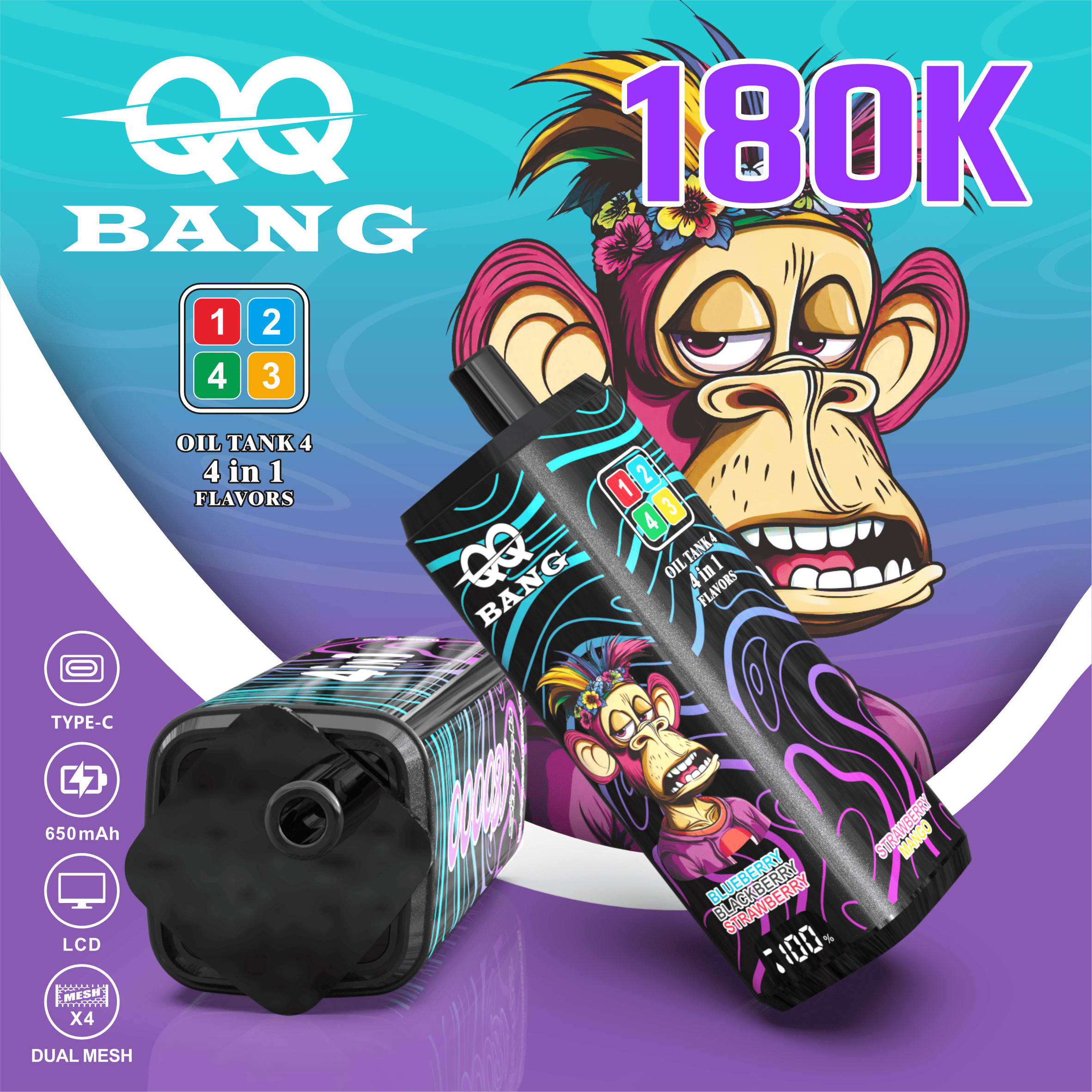 vapepurchase-qq-bang-180000-180k-puffs-blackcurrant-love-66-blueberry-blackberry-strawberry-strawberry-mango QQ Bang 180000 Puff smak Blackcurrant Love Blueberry Blackberry Strawberry Strawberry Mango - jednorazowy e-papieros VapePol