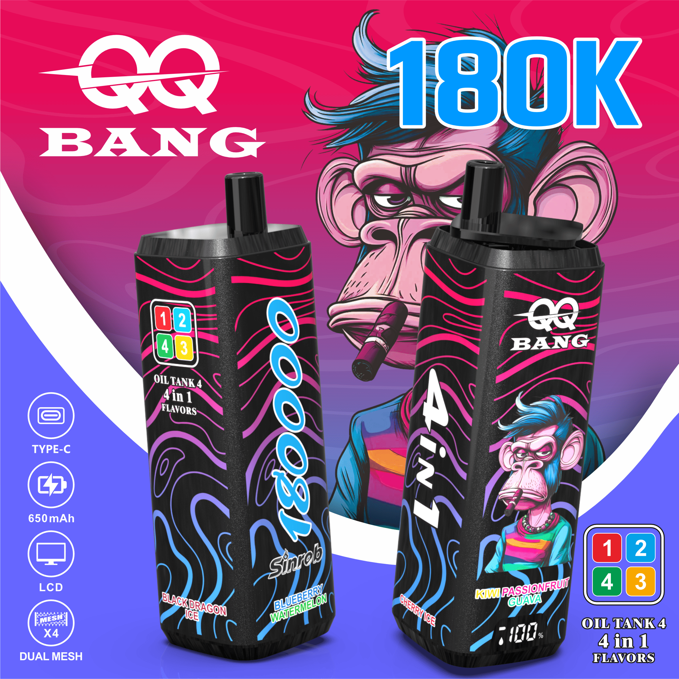 vapepurchase-qq-bang-180000-180k-puffs-blueberry-watermelon-cherry-ice-kiwi-passionfruit-guava-black-dragon-ice QQ Bang 180000 Puff smak Blueberry Watermelon Cherry Ice Kiwi Passionfruit Guava Black Dragon Ice - jednorazowy e-papieros VapePol