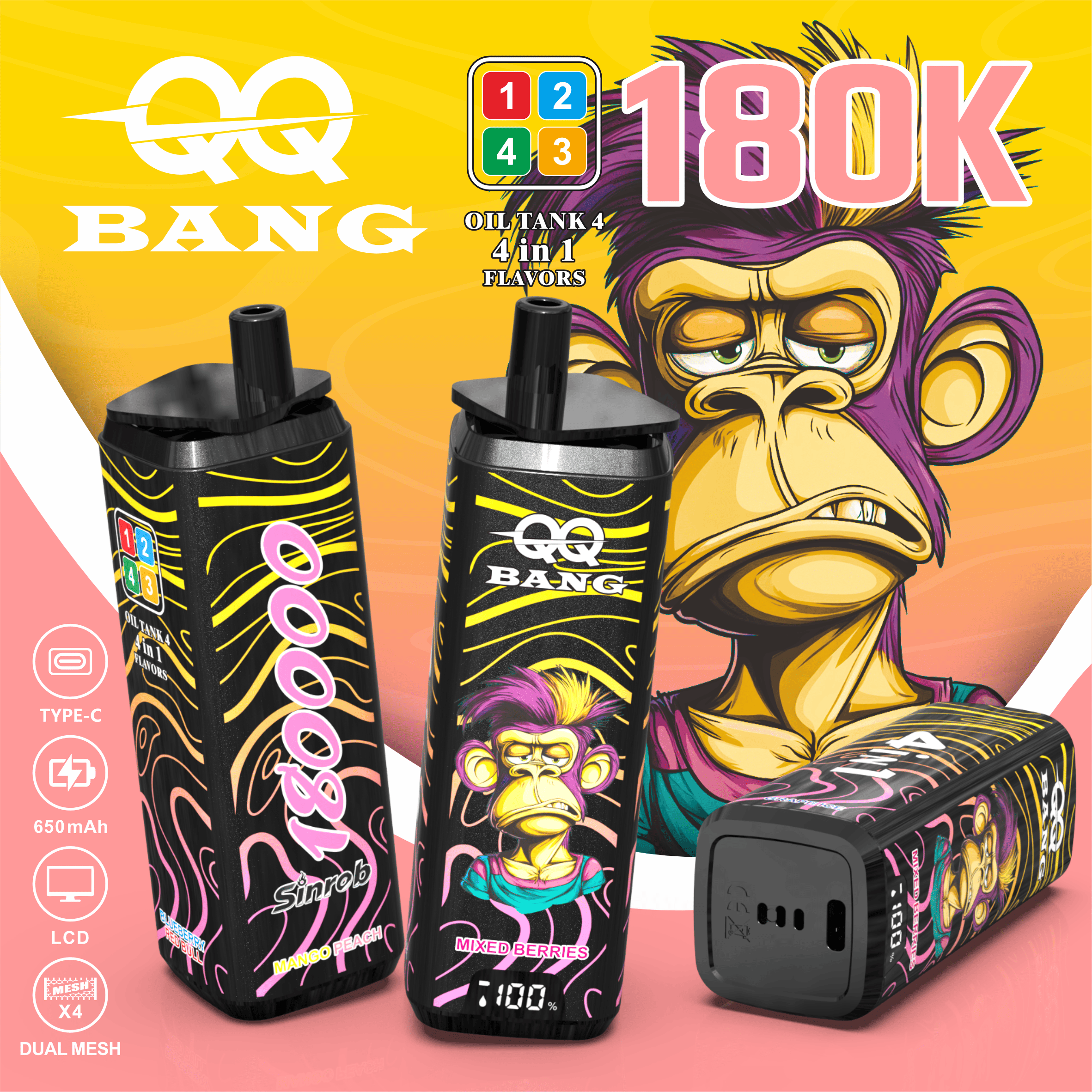 vapepurchase-qq-bang-180000-180k-puffs-mango-peach-grape-ice-mixed-berries-blueberry-red-bull QQ Bang 180000 Puff smak Mango Peach Grape Ice Mixed Berries Blueberry Red Bull - jednorazowy e-papieros VapePol