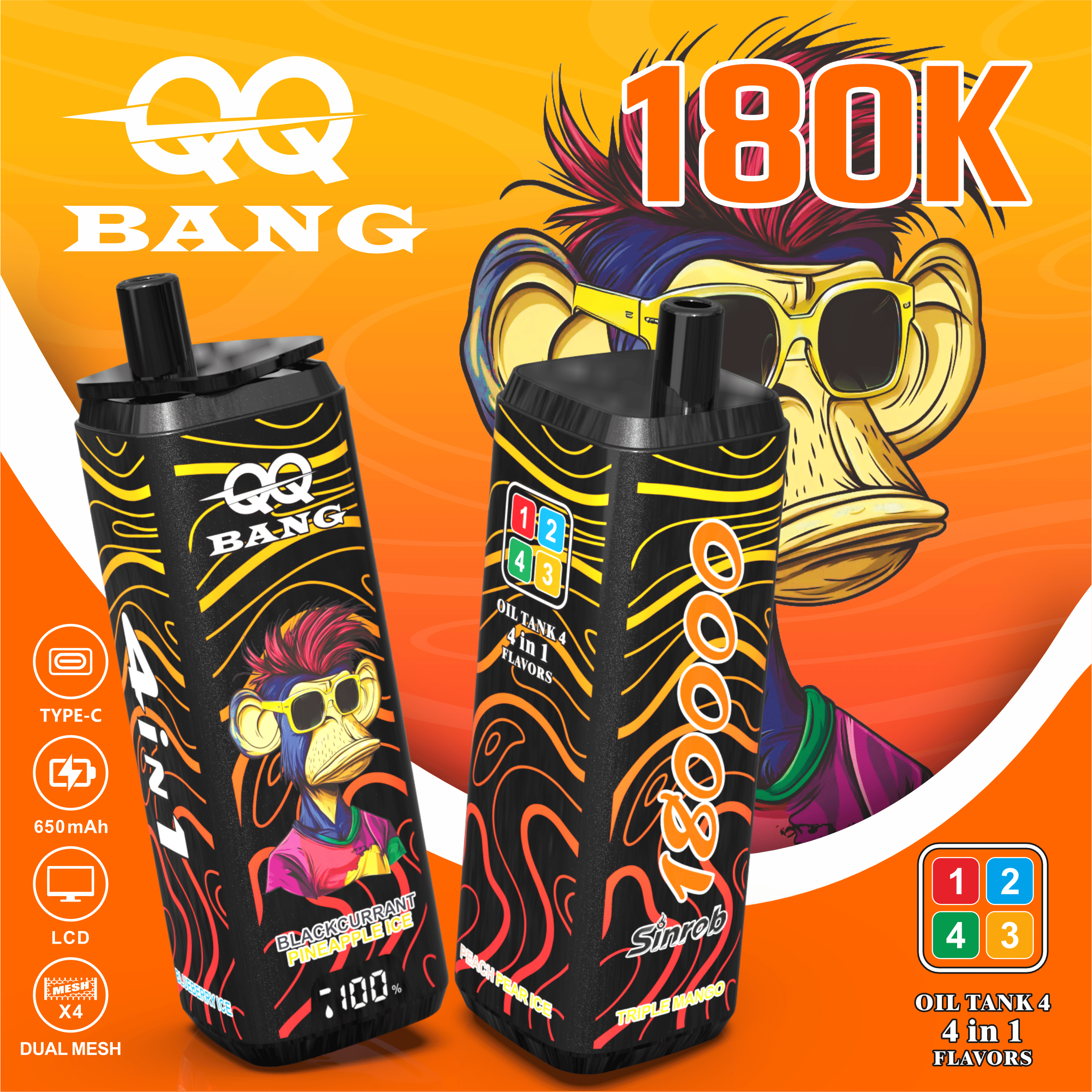 vapepurchase-qq-bang-180000-180k-puffs-triple-mango-blueberry-ice-blackcurrant-pineapple-ice-peach-pear-ice QQ Bang 180000 Puff smak Mango Blueberry Ice Blackcurrant Pineapple Ice Peach Pear Ice - jednorazowy e-papieros VapePol