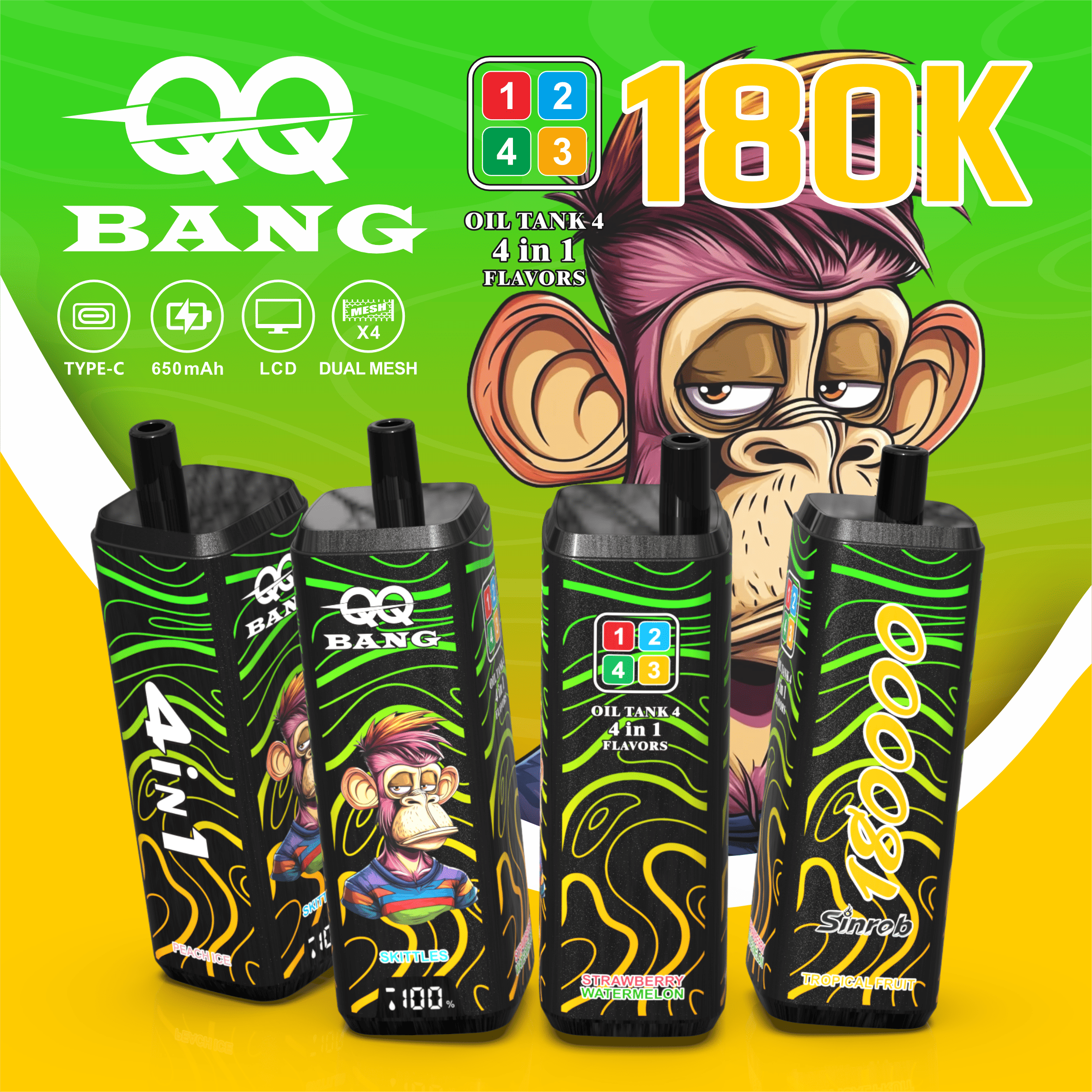 vapepurchase-qq-bang-180000-180k-puffs-tropical-fruit-peach-ice-skittles-strawberry-watermelon QQ Bang 180000 Puff smak Tropical Fruit Peach Ice Skittles Strawberry Watermelon - jednorazowy e-papieros VapePol