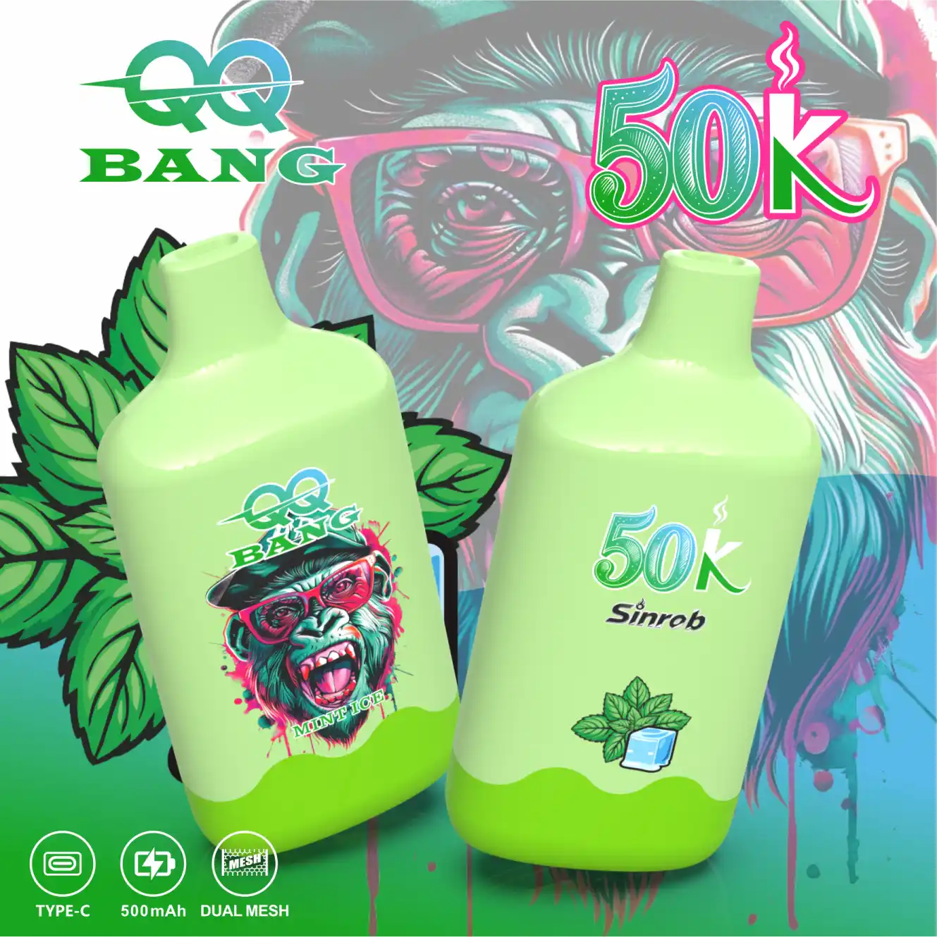 qq-bang-50000-puffs-mint-ice QQ BANG 50000 Puffs smak Mint Ice - jednorazowy e-papieros VapePol